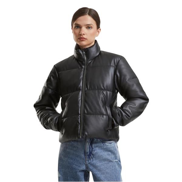 Urban Classics Puffjacka i konstläder för dam S Black S