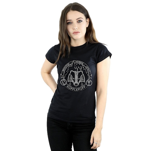 Harry Potter Dam/Dam Hufflepuff Bomull T-shirt S Svart Black S