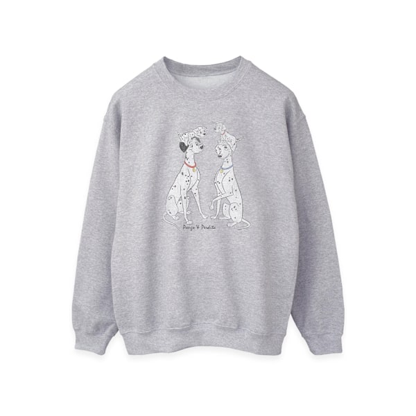 101 Dalmatiner Dam/Kvinnor Pongo Och Perdita Heather Sweatshirt Heather Grey XS