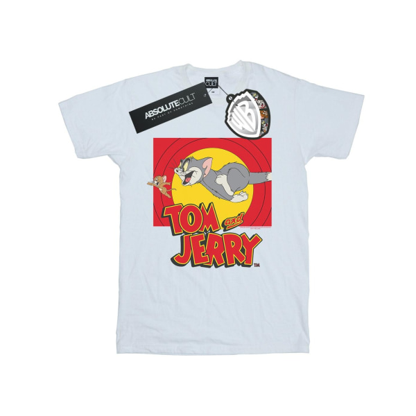 Tom And Jerry Girls Chase Scene T-shirt i bomull 7-8 år Vit White 7-8 Years