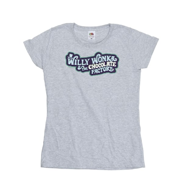 Willy Wonka Dam/Dam T-shirt i bomull med logotyp för chokladfabriken Sports Grey L