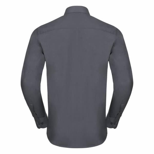Russell Collection Herr Långärmad Poly-Bomull Lättskött Skräddarsydd Convoy Grey XL