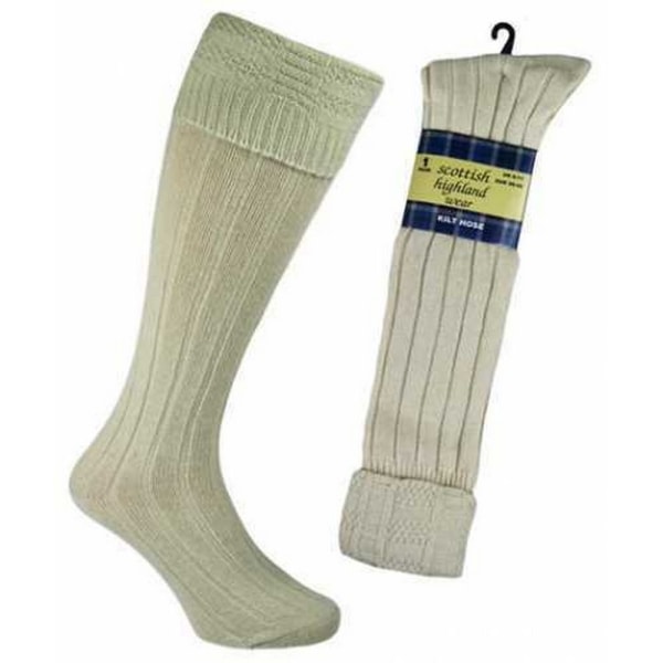Mens Scottish Highland Wear Wool Kilt Hose Socks (1 par) 6-11 Cream 6-11 UK, 39-45 EU