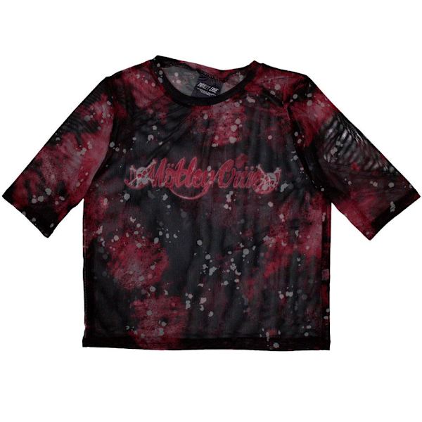 Motley Crue Dam/Kvinna Feelgood Mesh Crop Top Storlek 8 UK Svart/Röd Black/Red 8 UK