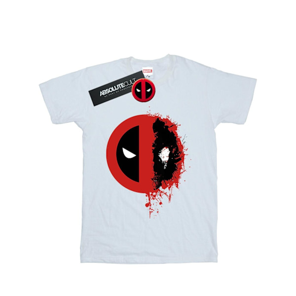 Marvel Dam/Damer Deadpool Split Splat Logo Bomull Boyfriend White L