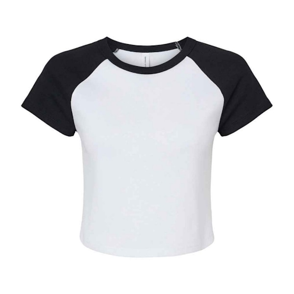 Bella + Canvas Dam/Kvinnors Micro-Rib Raglan Crop Top XL Vit White/Black XL