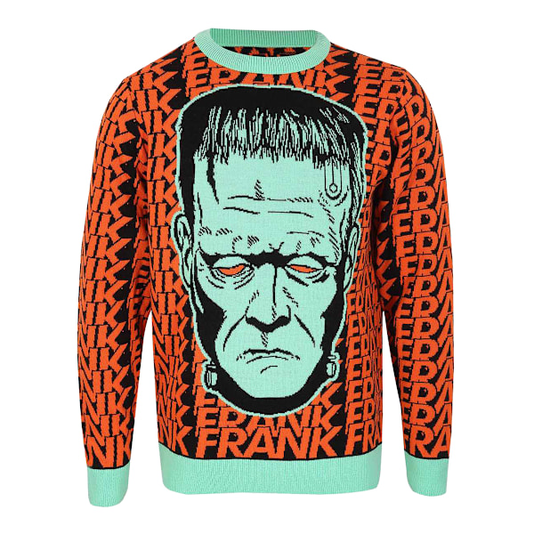 Universal Monsters Unisex Vuxen Head Shot Frankenstein Stickad Red/Black/Mint L