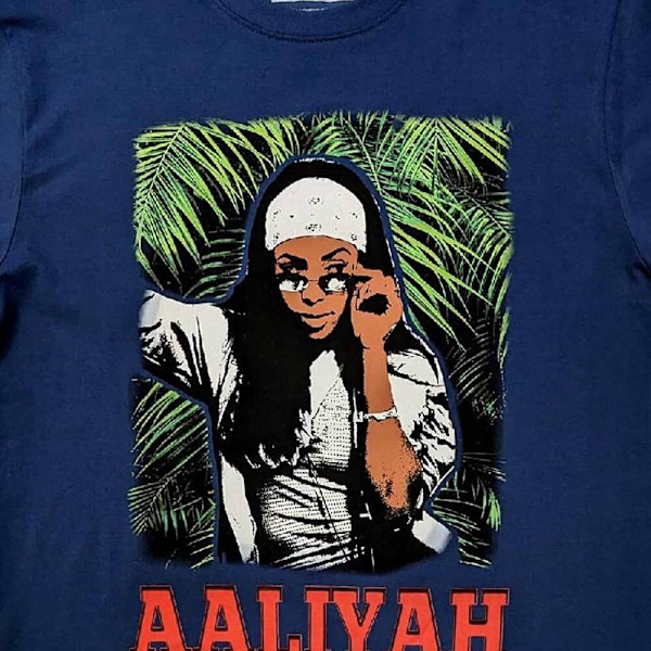 Aaliyah Unisex Foliage T-shirt L Denim Blå Denim Blue L