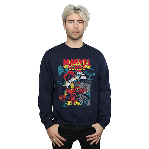 Marvel Comics Herr Trio Pose Sweatshirt M Marinblå Navy Blue M