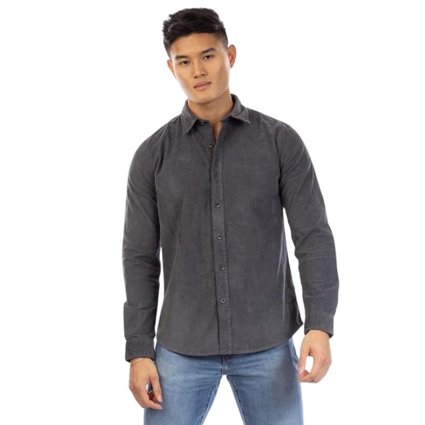 Peter Werth Herr Corduroy Regular Skjorta S Grå Grey S
