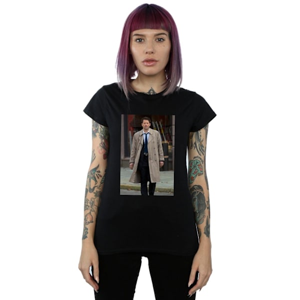 Supernatural Dam/Kvinnor Castiel Foto Bomull T-shirt L Black L