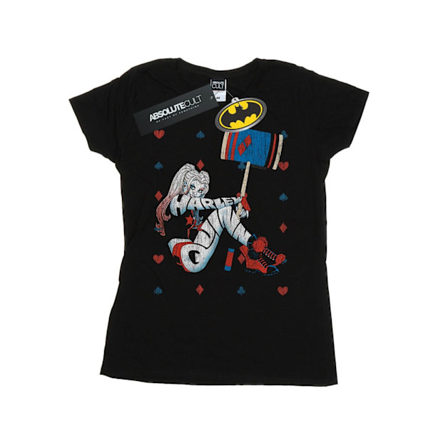 DC Comics Dam/Kvinnor Harley Quinn Spelkortsdräkt Bomull T-shirt Black XL
