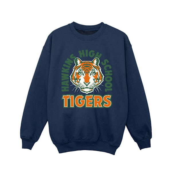 Netflix Girls Stranger Things Hawkins Arch Tiger Sweatshirt 7-8 Navy Blue 7-8 Years