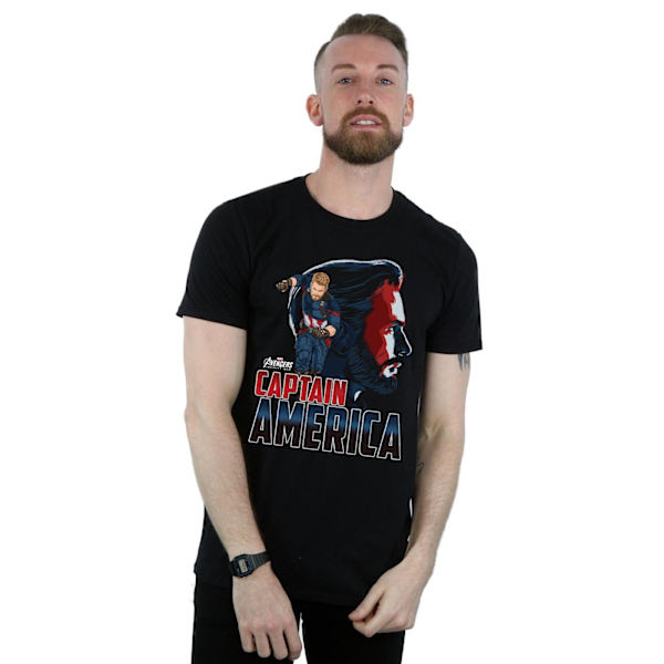 Avengers Infinity War Herr Captain America T-shirt 3XL Svart Black 3XL
