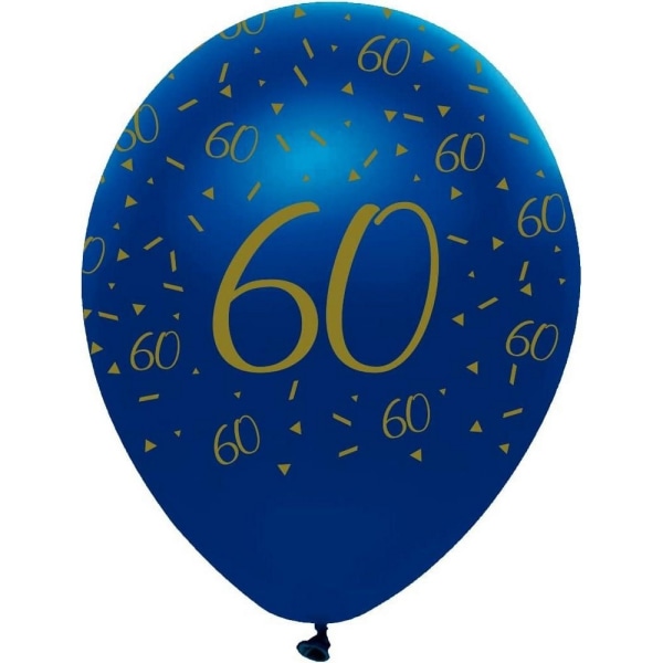Creative Party Latex All-Over Print 60:e ballonger (paket med 6) O Navy/Gold One Size