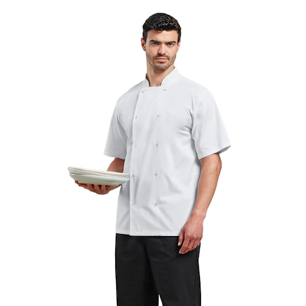 Premier Unisex Studded Front Short Sleeve Chefs Jacket (2-pack) White M