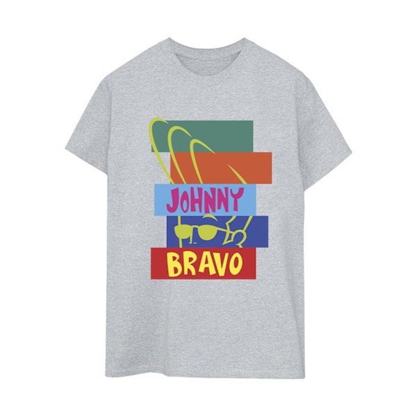 Johnny Bravo Dam/Damer Rektangul Pop Art Bomull Boyfriend T-shirt Sports Grey L