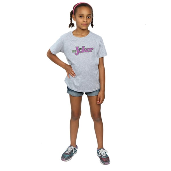 DC Comics Girls The Joker Crackle Logo Bomull T-shirt 5-6 år Sports Grey 5-6 Years