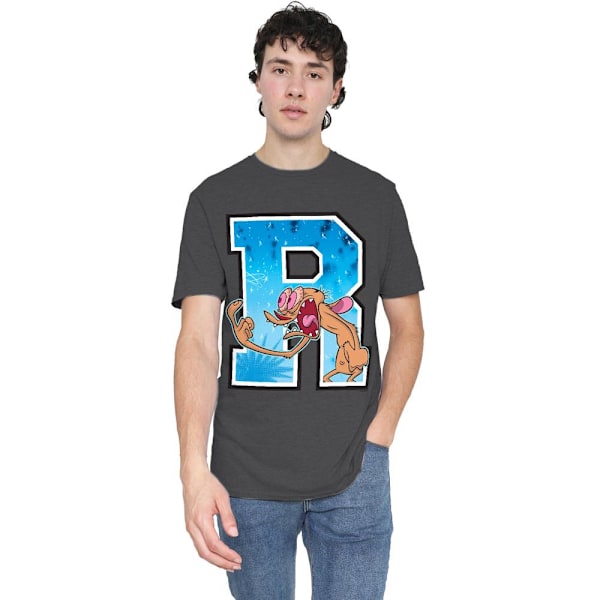 Ren & Stimpy Unisex Vuxen R Is For Ren T-Shirt XL Gråmelerad Charcoal XL