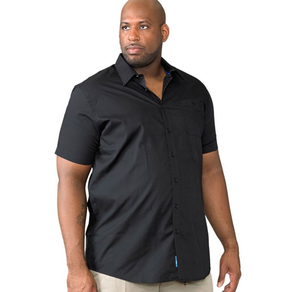 D555 Herr Aeron Kingsize kortärmad klassisk vanlig skjorta 5XL Black 5XL