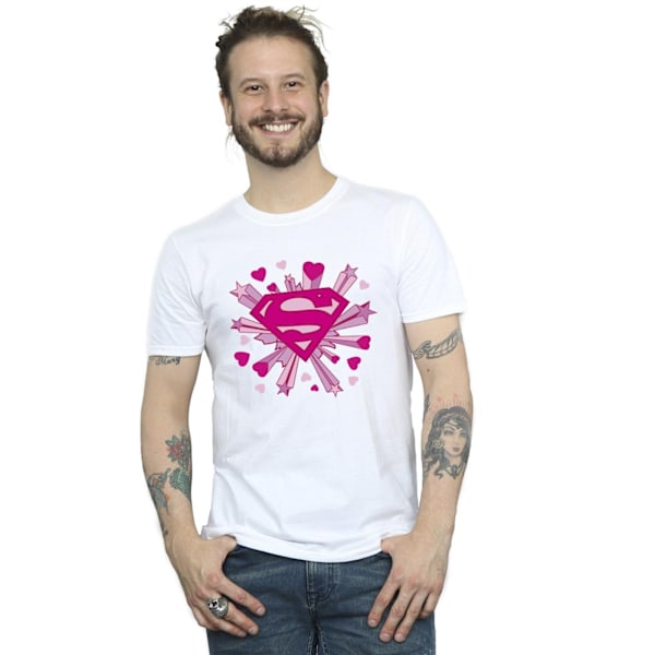 DC Comics Superman Rosa Hjärtan Och Stjärnor Logotyp T-shirt XL W White XL