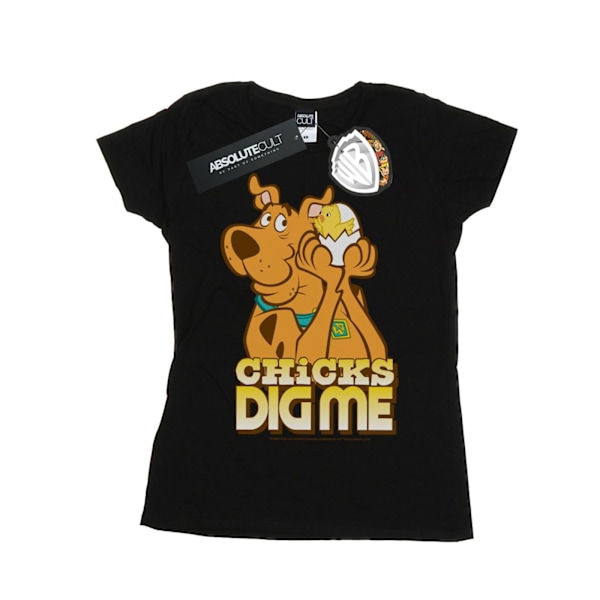 Scooby Doo Dam T-shirt i bomull för kvinnor/damer, Chicks Dig Me, XXL, svart Black XXL