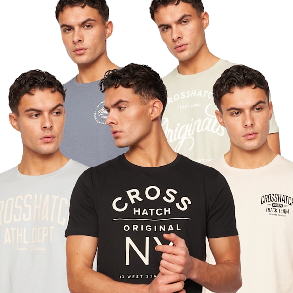 Crosshatch Feltrax T-shirt för män (5-pack) S Multicoloured Multicoloured S