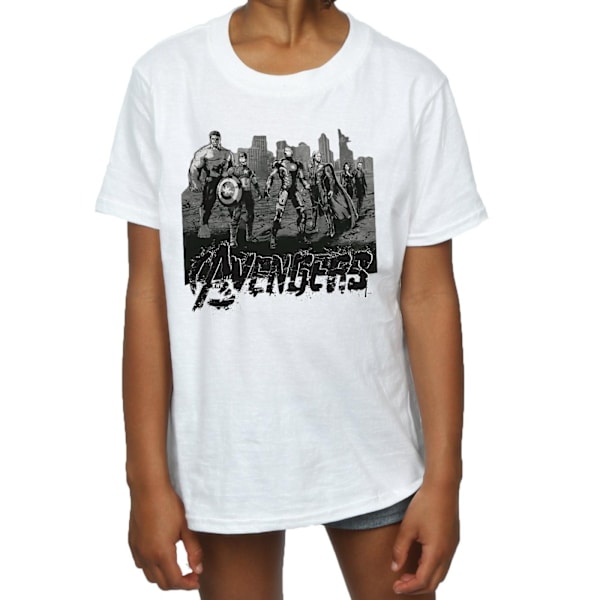 Marvel Girls Avengers Mono Team Art Bomull T-shirt 7-8 år Vit White 7-8 Years