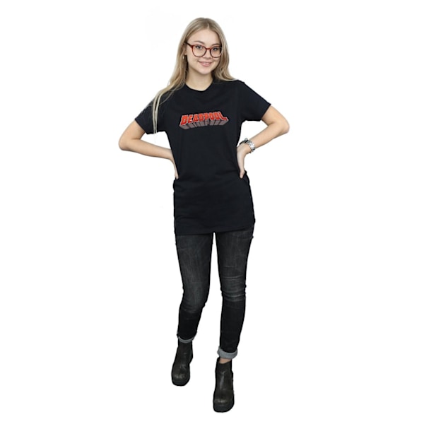 Marvel Womens/Ladies Deadpool Text Logo Bomull Boyfriend T-Shir Black M