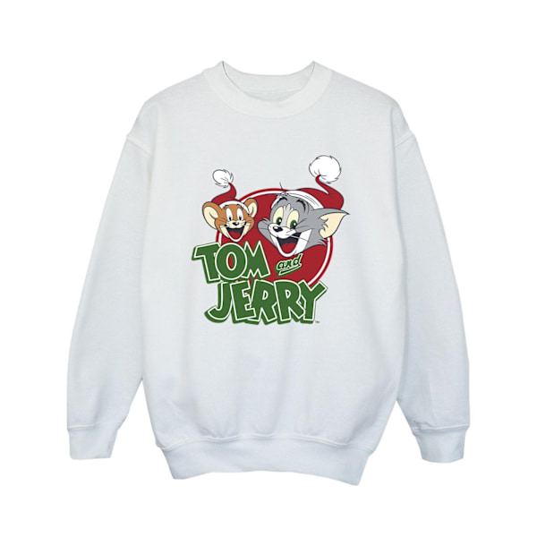 Tom And Jerry Girls Julhatt Logotyp Sweatshirt 7-8 År Vit White 7-8 Years