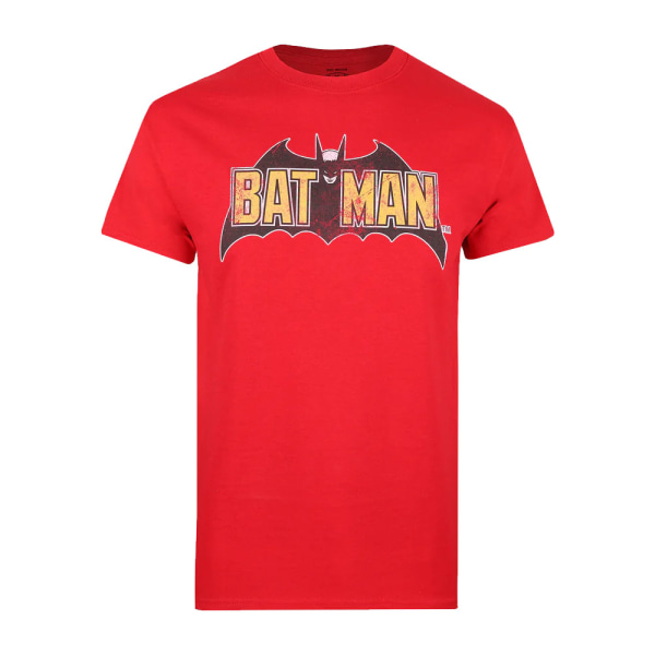 Batman Mens Distressed Logo T-Shirt XXL Röd Red XXL