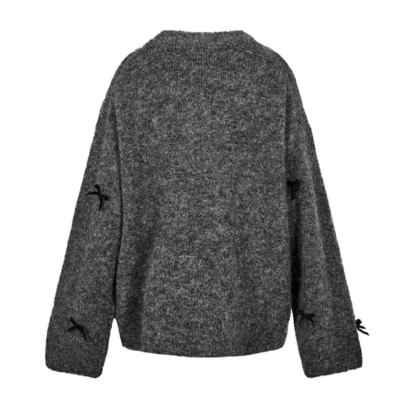 Edited Dam/Dam Bailee Bow Stickad Oversized Tröja 12 UK Dark Grey Melange 12 UK