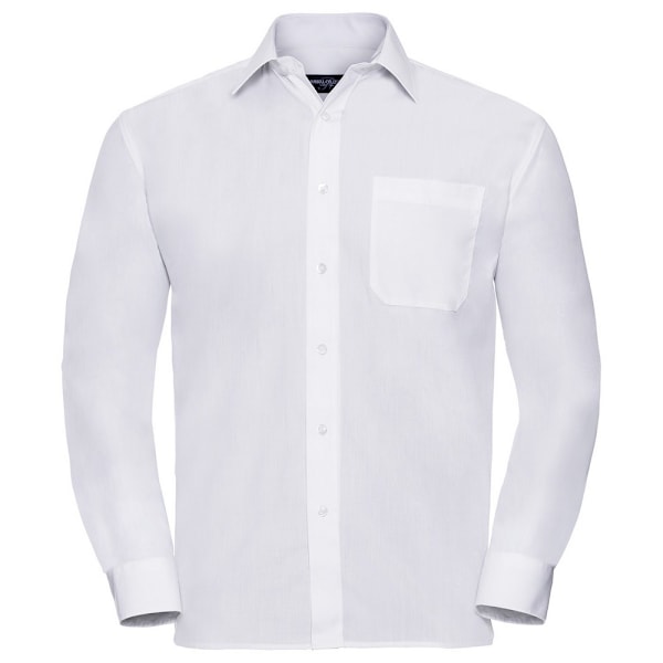 Russell Collection Herr Poplin Lättvårdad Långärmad Skjorta White M