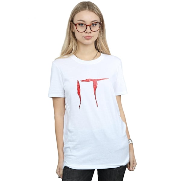 It Dam/Damer Distressed Logo Bomull Boyfriend T-Shirt M Vit White M