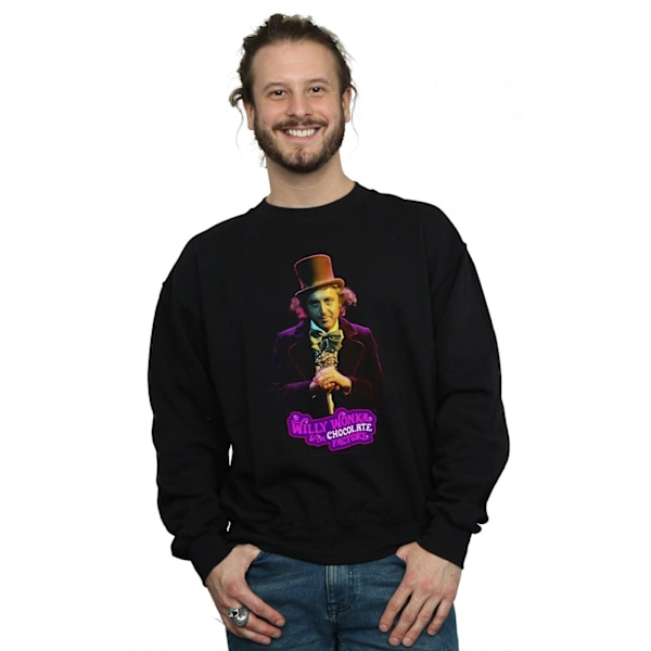 Willy Wonka And The Chocolate Factory Herr Sweatshirt med mörk pose för män Black M