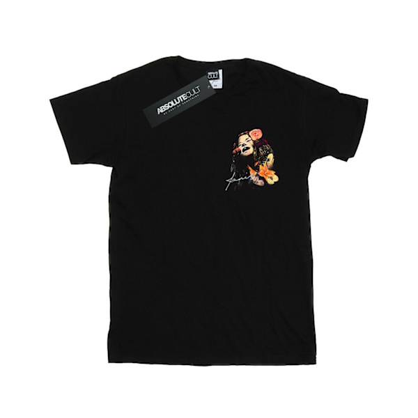 Janis Joplin Girls Floral Faux Pocket Cotton T-Shirt 7-8 år Black 7-8 Years