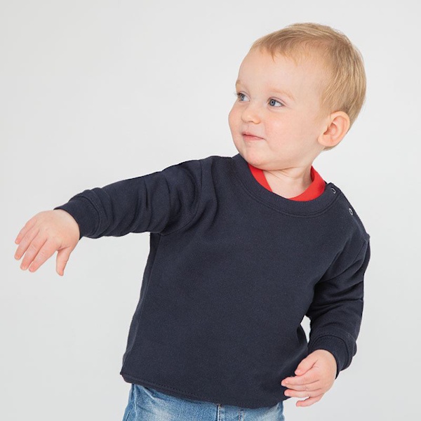 Larkwood Baby Unisex Crew Neck Sweatshirt Med Axelknappar Navy 12/18mths