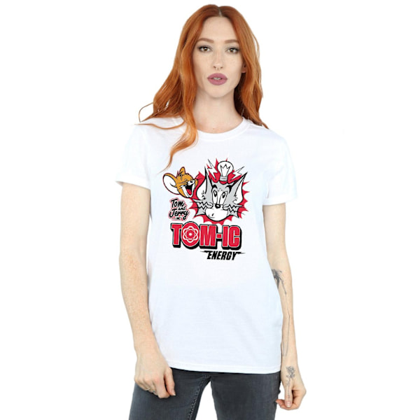 Tom och Jerry Dam/Dam Tomic Energy Bomull Boyfriend T-shirt White L