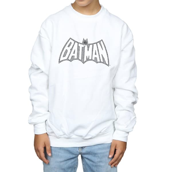 DC Comics Pojkar Batman Retro Crackle Logotyp Tröja 7-8 År Vit White 7-8 Years