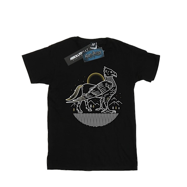 Harry Potter flickor Buckbeak linjekonst bomull T-shirt 7-8 år B Black 7-8 Years
