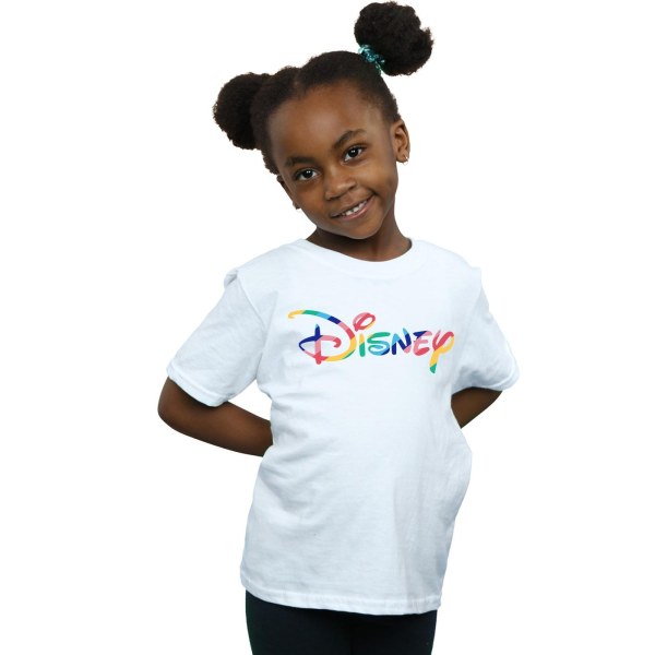Disney Girls Rainbow Logo T-shirt bomull 7-8 år Vit White 7-8 Years