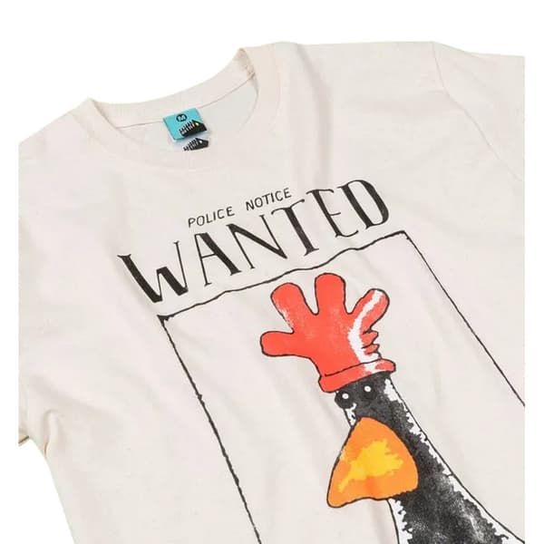 Wallace och Gromit Herr Feathers McGraw Efterlyst Poster T-Shirt M Ecru M