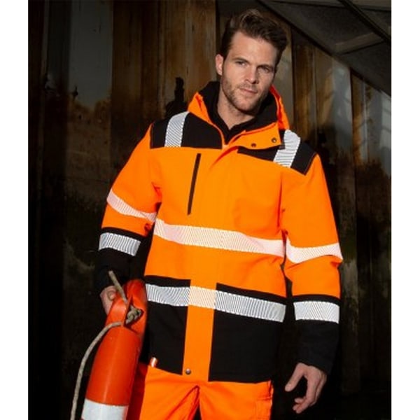 Resultat Vuxna Unisex Safe-Guard Safety Soft Shell Jacka XXL Fl Fluorescent Orange/Black XXL