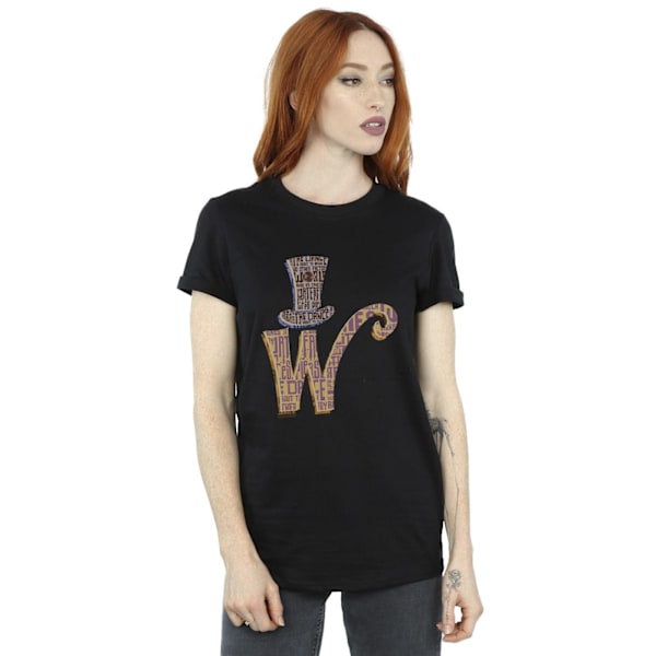 Willy Wonka Dam/Damer W Logotyp Hatt Bomull Boyfriend T-Shirt S Black S