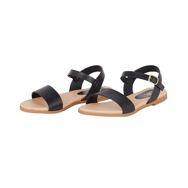 Dorothy Perkins Dam/Kvinnor Faye Bred Platta Sandaler 4 UK Svart Black 4 UK
