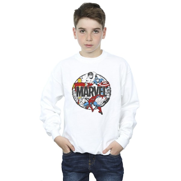 Marvel Boys Comics Character Circle Sweatshirt 3-4 år Vit White 3-4 Years