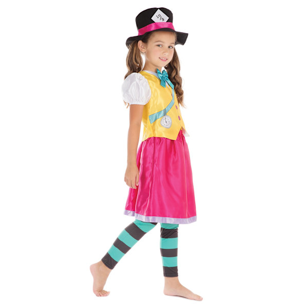 Bristol Novelty Barnkostym Mad Hatter för flickor, stor, flerfärgad Multicoloured L