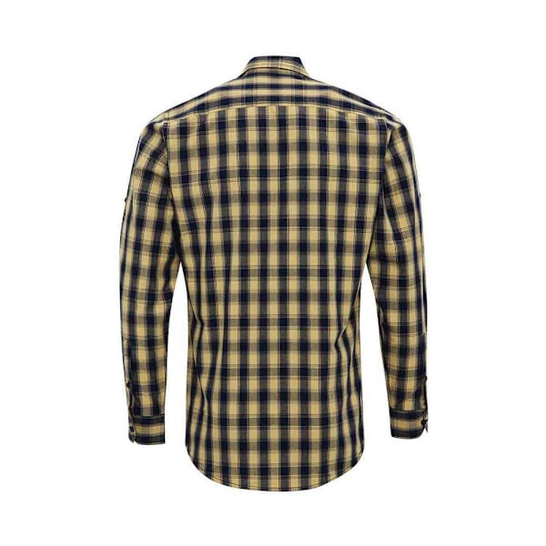 Premier Mens Mulligan Rutig Bomullsskjorta Långärmad M Kamel Camel/Navy M