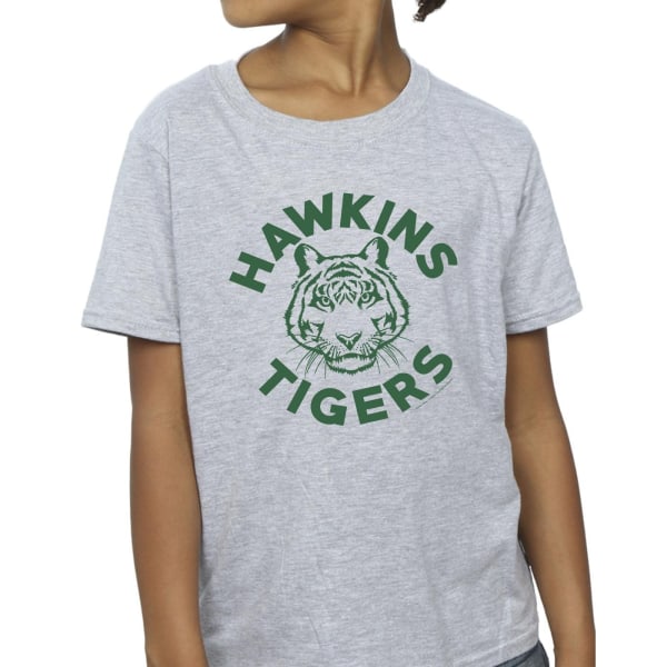 Netflix Girls Stranger Things Hawkins Tigers Cotton T-Shirt 9-1 Sports Grey 9-11 Years