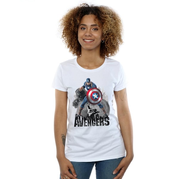 Marvel Dam/Kvinnor Captain America Action Pose Bomull T-shirt White M